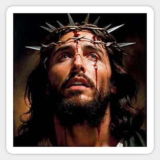 Jesus Christ beyond what we see of his love and his pain Sticker